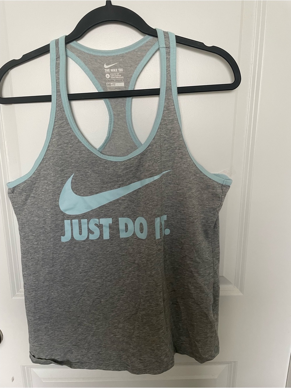 Nike Gray Tank with Light Blue Logo and Trim